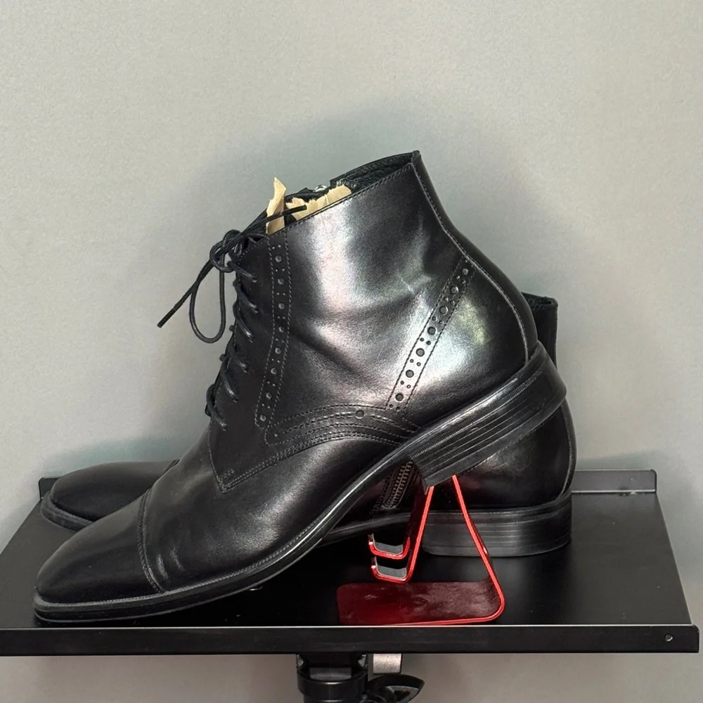 Johnston & Murphy Black Leather Men's Ankle Boots Size 11.5 - Picture 3 of 10